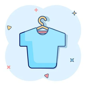Tshirt icon in comic style. Casual clothes cartoon vector illustration on whi Stock Illustration