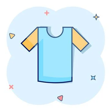 Tshirt icon in comic style. Casual clothes cartoon vector illustration on whi Stock Illustration