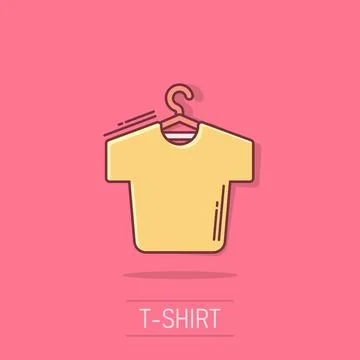 Tshirt icon in comic style. Casual clothes cartoon vector illustration on i.. Stock Illustration
