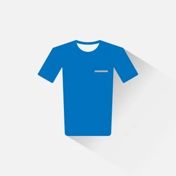 Tshirt icon with long shadow isolated on grey background. Vector illustration Stock Illustration