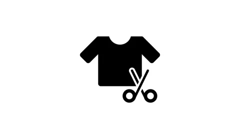 Tshirt icon with scissors cutting it animation isolated on white background Vídeos de archivo 341460944