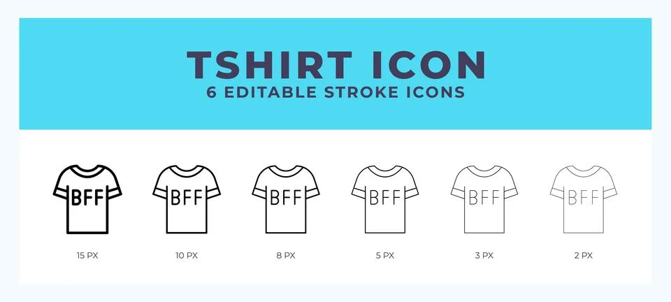 Tshirt icon set with different stroke. Vector illustration with editable st.. Stock Illustration