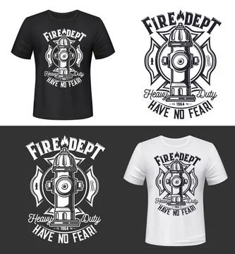 Tshirt print with hydrant, vector apparel mockup Illustrazione stock