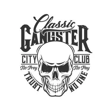 Tshirt print skull vector mascot for city club Stock Illustration