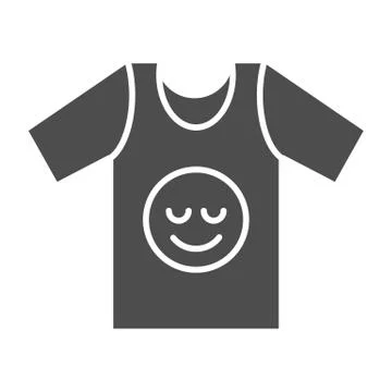 Tshirt solid icon. Shirt with smiley vector illustration isolated on white Stock Illustration