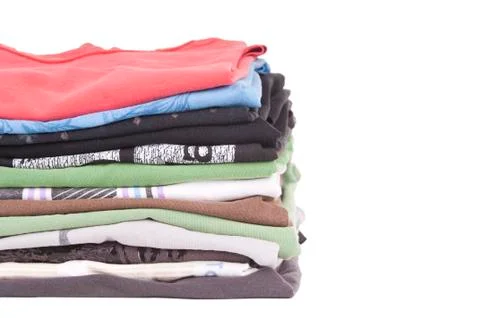 Tshirt stack isolated Foto stock