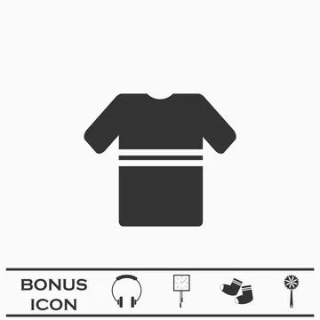 Tshirt with stripes icon flat. Stock Illustration