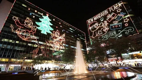 A tsim Sha Tsui, christmas lighting hk Stock Footage 87809817