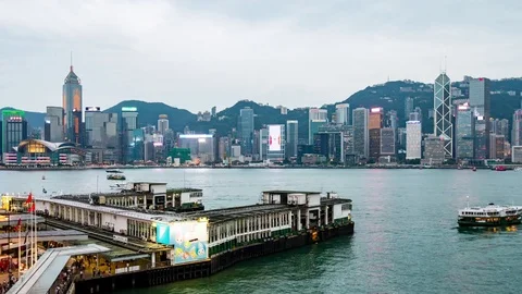 Tsim Sha Tsui, Hong Kong, 26 May 2017 -:Time lapse of star ferry in Hong Kon Stock Footage