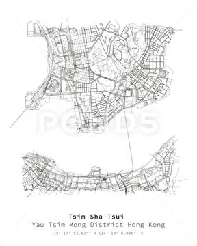 Tsim Sha Tsui Hongkong Street map ,vector image: Royalty Free #266262178