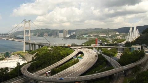 Tsing Ma Bridge at Summer 004 Video stock 8635570