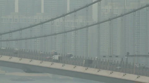 Tsing Ma Bridge Traffic Stock Footage 920139