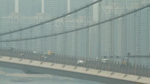 Tsing Ma Bridge Traffic Stock Footage 924672