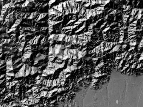 Tsirang, Bhutan. Bilevel elevation map with lakes and rivers Stock Illustration
