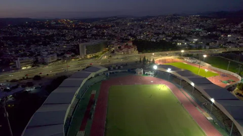 Tsirio Stadium in the evening Stock Footage 256684459