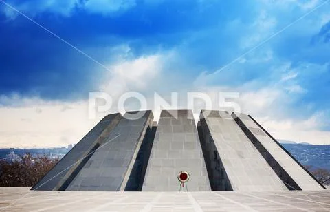 Tsitsernakaberd. Genocide memorial complex is Armenia official memorial dedic Stock Photos