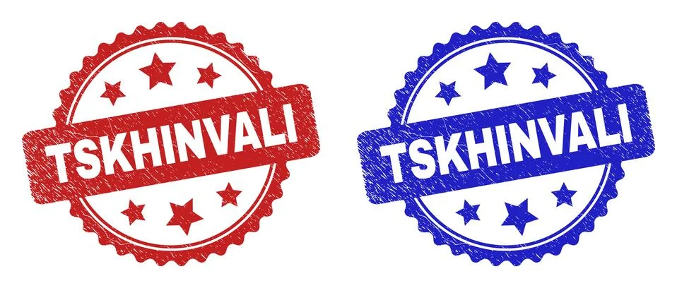 TSKHINVALI Rosette Seals Using Corroded Style Stock Illustration