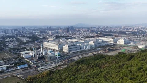 TSMC Kaohsiung Semiconductor Fab Cluster Construction Stock Footage 333656541