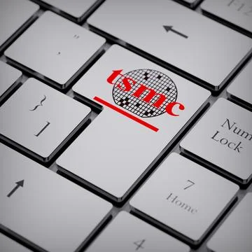 TSMC logo notebook keycap 3d illustration stock market editorial Stock Photos