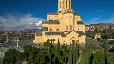 Tsminda Sameba Cathedral in Tbilisi. Georgia Stock Footage 271098311