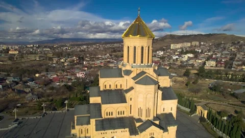 Tsminda Sameba Cathedral in Tbilisi. Georgia Stock Footage 271098318