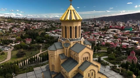 Tsminda Sameba Cathedral in Tbilisi, Georgia Stock Footage 305780393