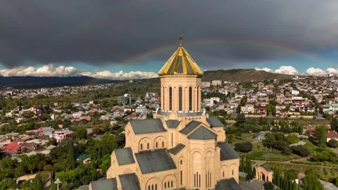 Tsminda Sameba Cathedral in Tbilisi, Georgia Stock Footage 305780841