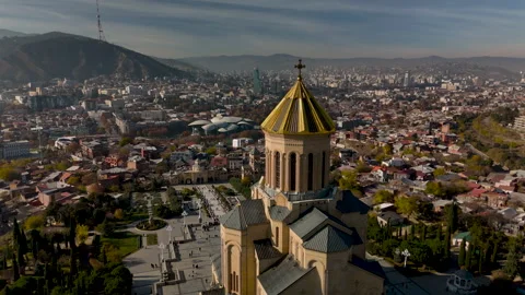 Tsminda Sameba Cathedral in Tbilisi, Georgia Stock Footage 325304147