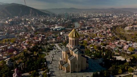 Tsminda Sameba Cathedral in Tbilisi, Georgia Stock Footage 325304195