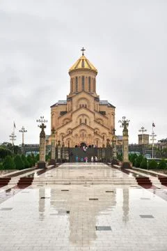 Tsminda Sameba ("Holy Trinity") is the Cathedral of the Georgian Orthodox Chu Stock Photos