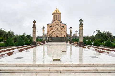 Tsminda Sameba ("Holy Trinity") is the Cathedral of the Georgian Orthodox Chu Stock Photos