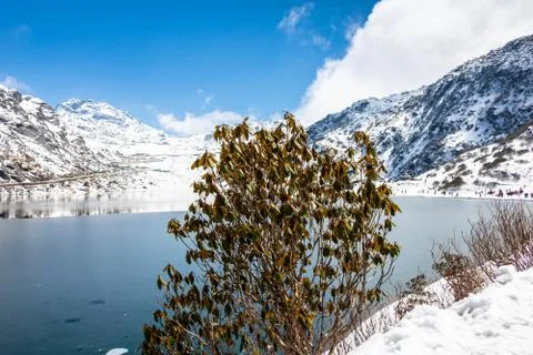 Tsomgo ( Changu ) lake in near frozen form Stock Photos