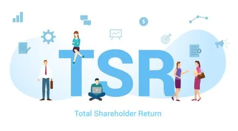 Tsr total shareholder return concept with big word or text and team people wi Stock Illustration