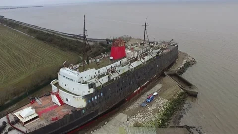 TSS Duke of Lancaster Abandoned ship in North Wales Stock Footage 167176990