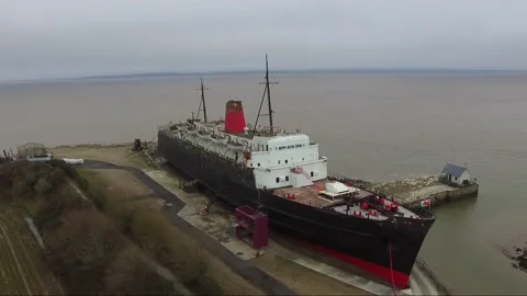 TSS Duke of Lancaster Abandoned ship in North Wales Stock Footage 167177152
