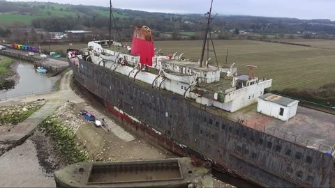 TSS Duke of Lancaster Abandoned ship in North Wales Stock Footage 167178333