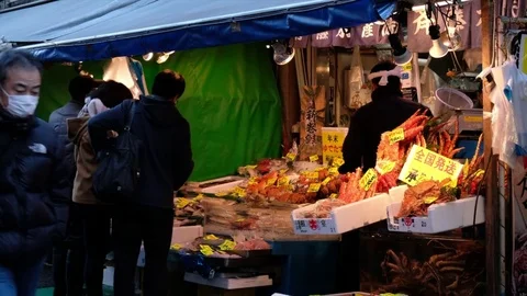 TSUKIJI OUTER MARKET SCENE Stock Footage 84501906