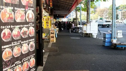 TSUKIJI OUTER MARKET SCENE Stock Footage 84503875