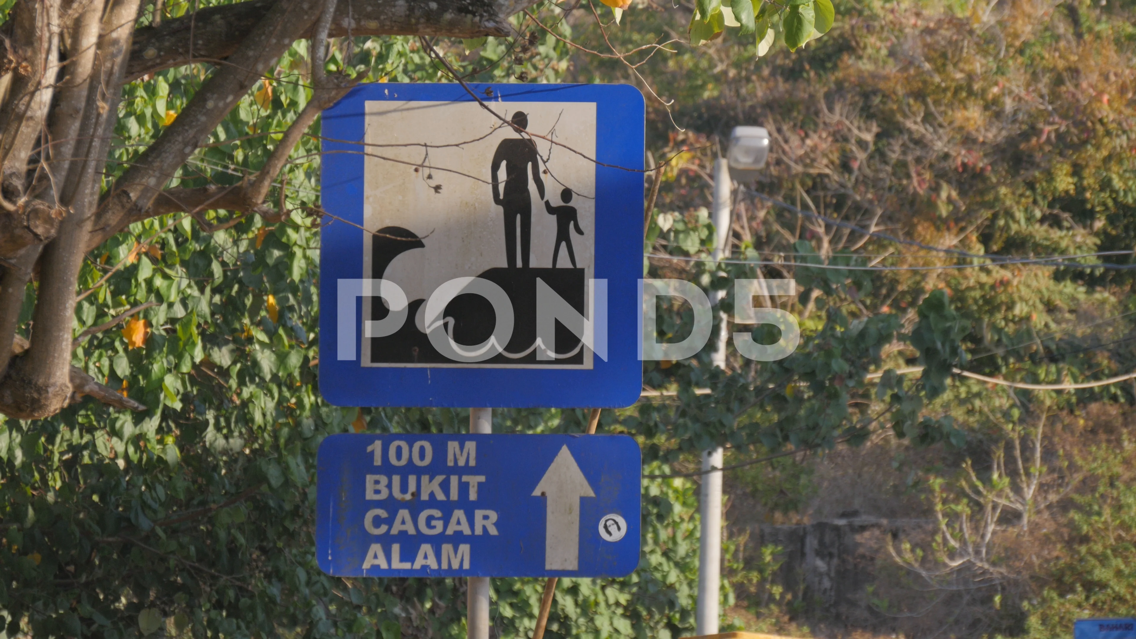 Tsuname Evacuation Board In Pangandaran Java Indonesia Clip