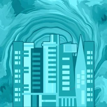 Tsunami and city Stock Illustration