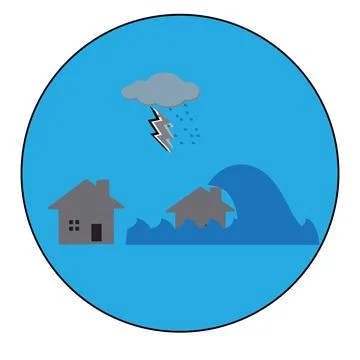 Tsunami and flooding concept Stock Illustration