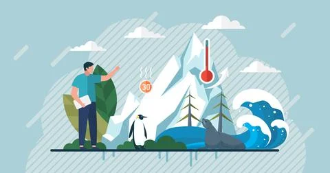 Tsunami with big waves over planet. Catastrophe, cataclysm. Flood, avalanche Stock Illustration