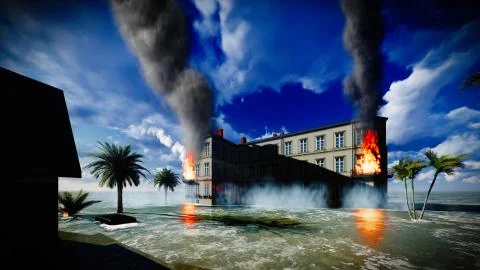 Tsunami devastating the city Stock Illustration