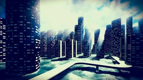 Tsunami devastating the city Stock-Illustration