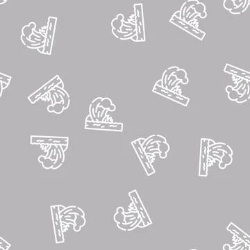 Tsunami disaster line vector seamless pattern Stock Illustration