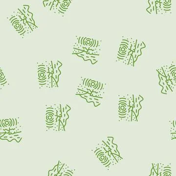 Tsunami earthquake line seamless pattern Stock Illustration