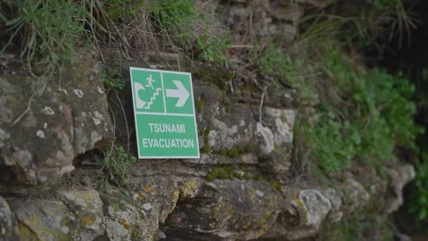 Tsunami evacuation path or route sign showing people way to safety in 動画素材 331404739