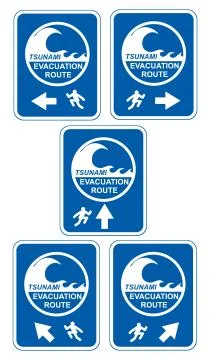 Tsunami evacuation route Stock Illustration