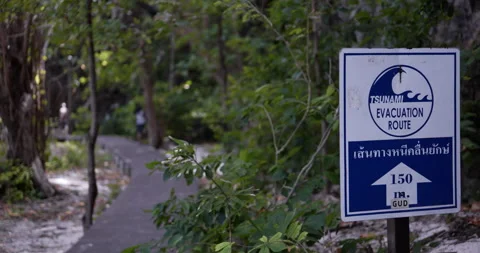 Tsunami evacuation route sign . Stock Footage 172286041