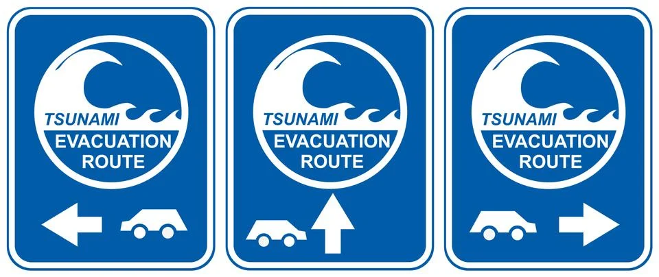 Tsunami evacuation vehicles Stock Illustration